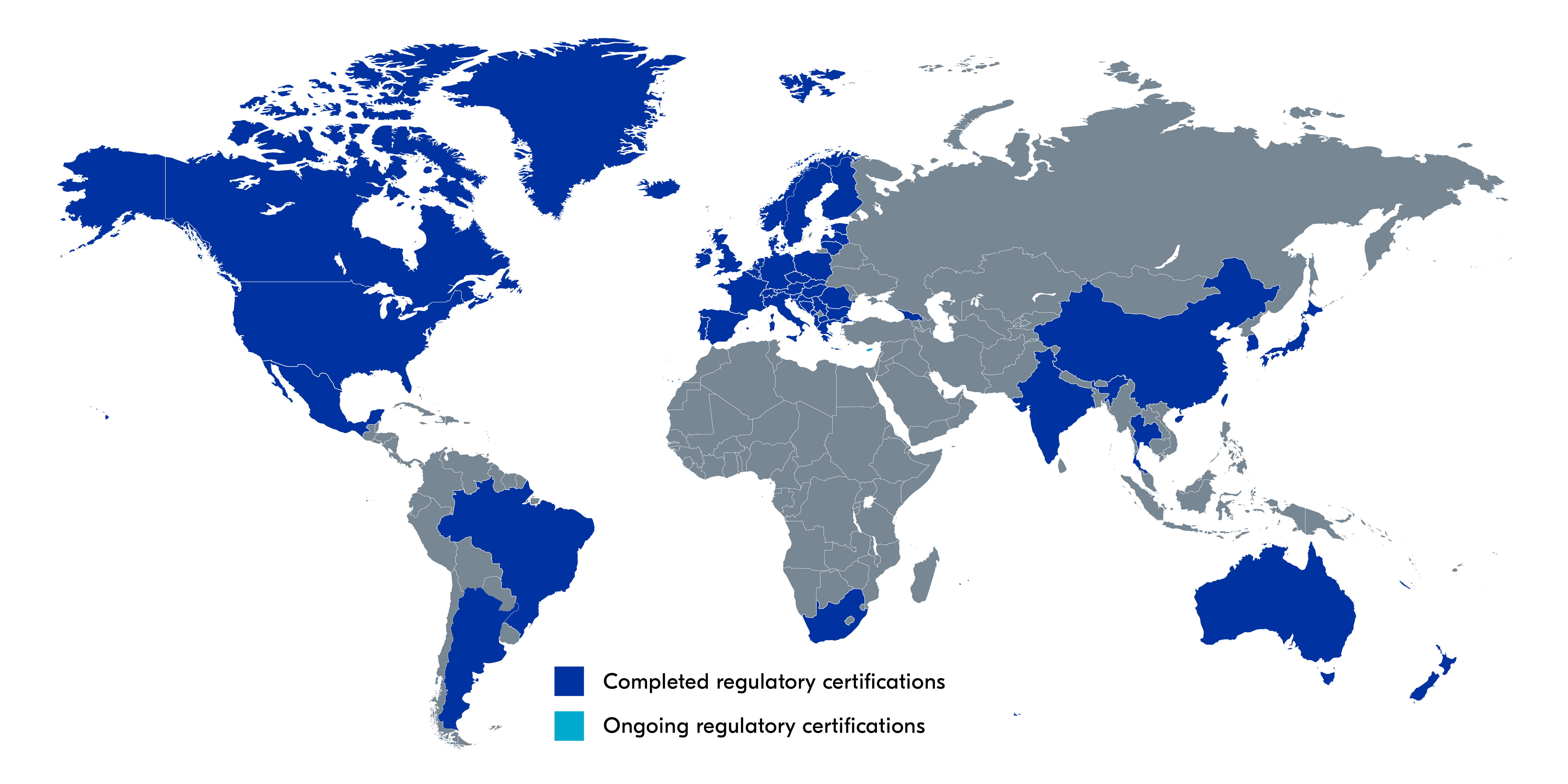 nRF9160 Rev 2 regulatory certification map